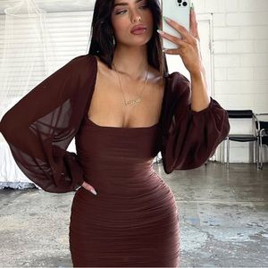 That’s so Fetch brown long sleeve BODYCON dress